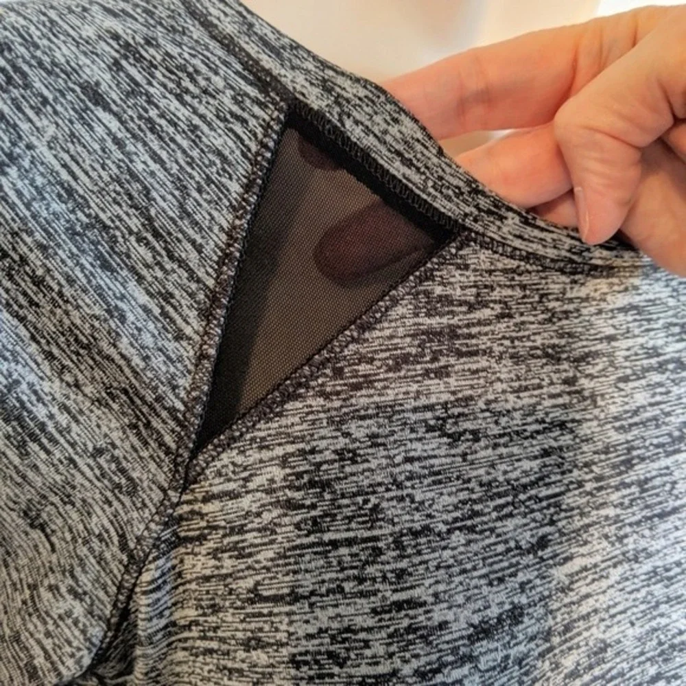 RBX Active Womens Space Dye Long Sleeve Workout Top Grey Black Mesh Thumbholes S